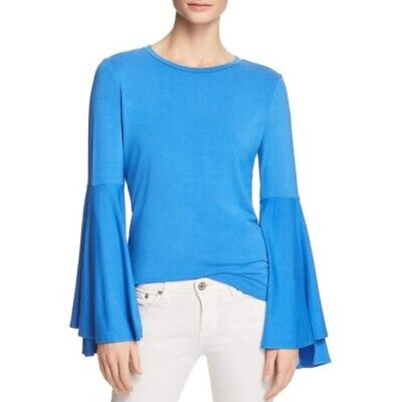 NWT Le Gali Womens Jenny Jersey Bell Sleeves Pullover shirt Top SIZE S $89 blue - Picture 1 of 9